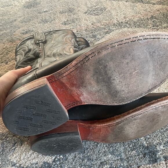 Tony Lama Men’s Black Leather Cowboy Western Boots Size 10 - Picture 10 of 10